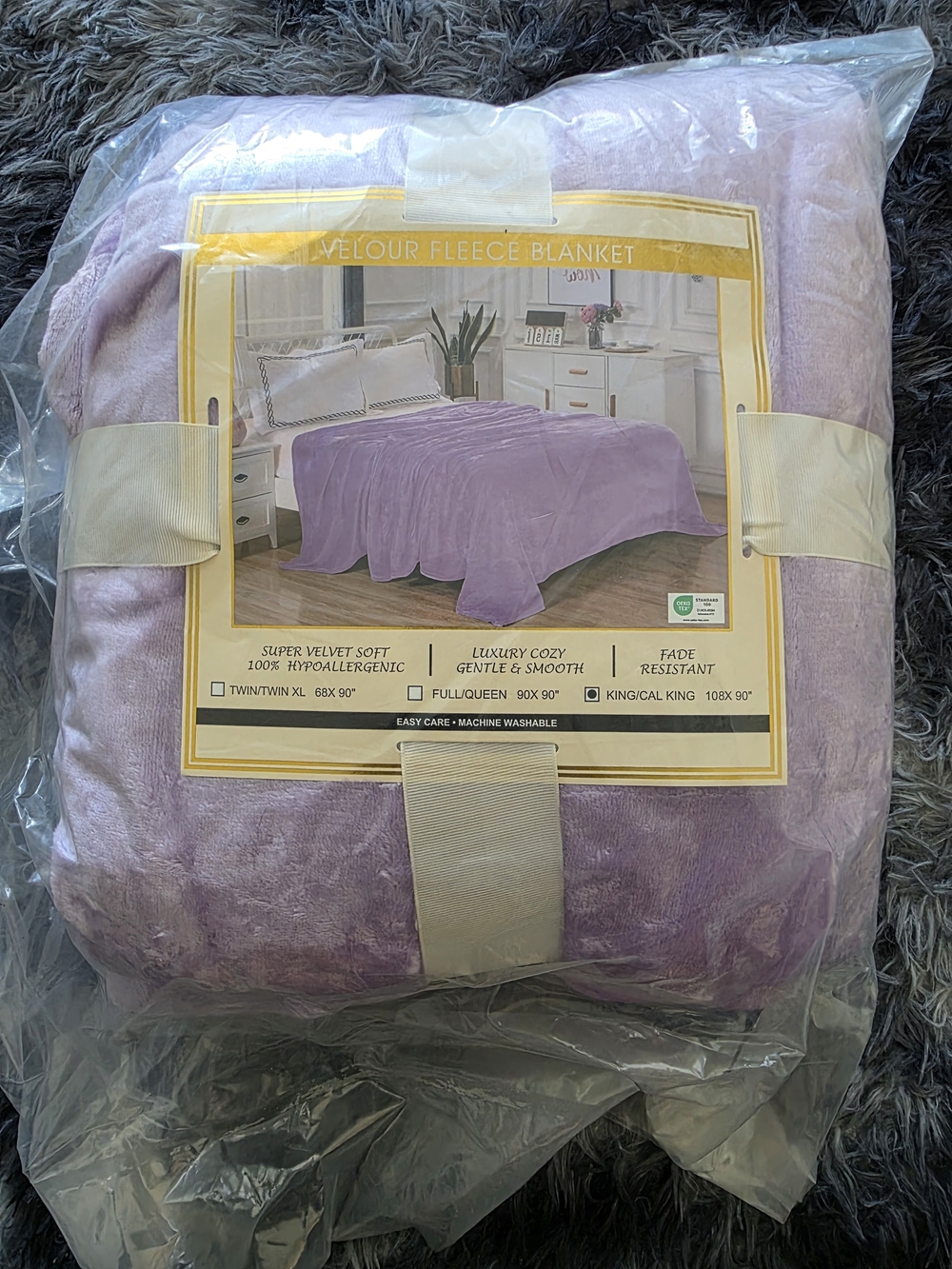 Plush Velour Fleece Blanket - Lavender Cozy Throw